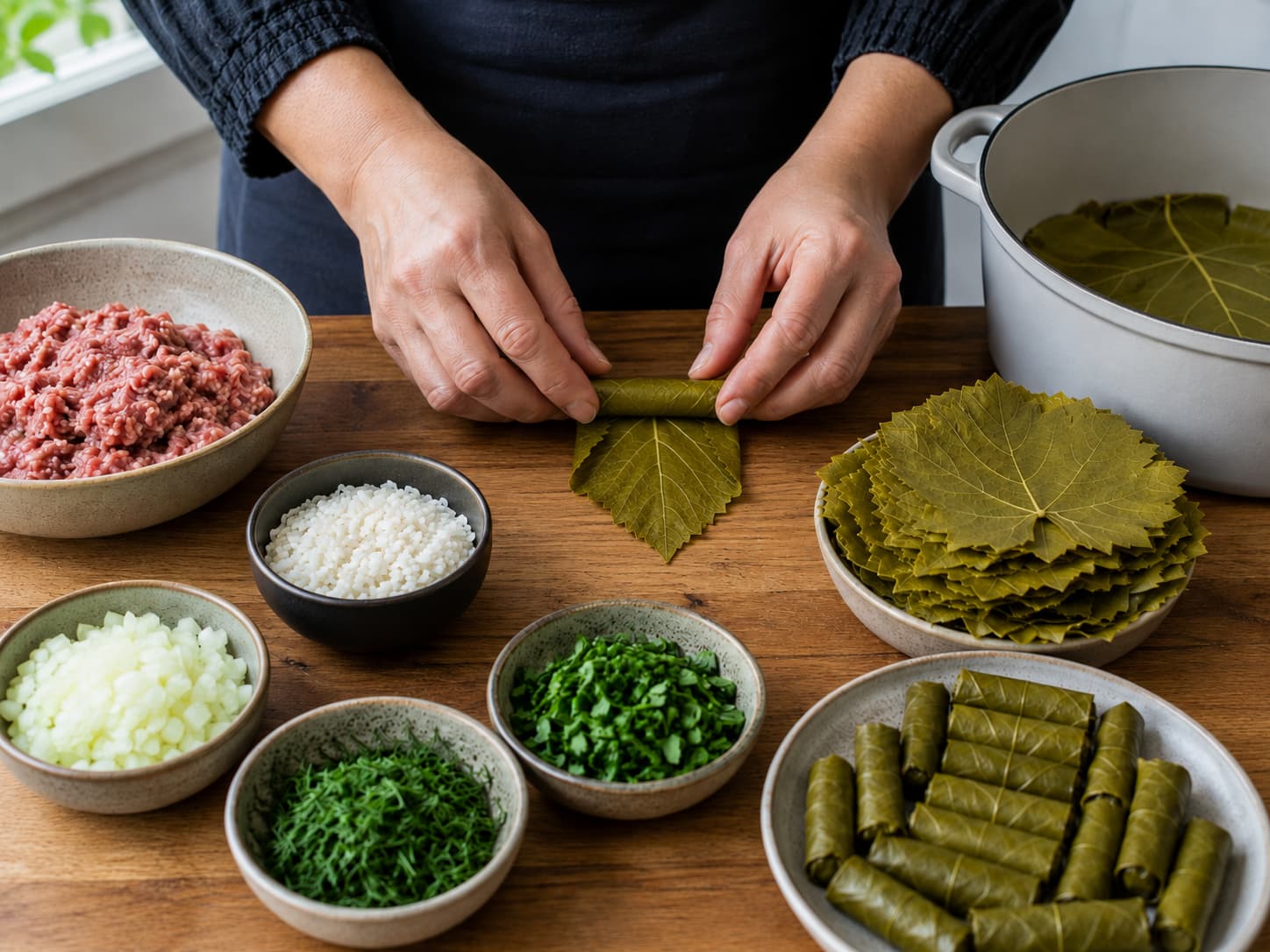 Azerbaycan yaprak dolması yapılışı
